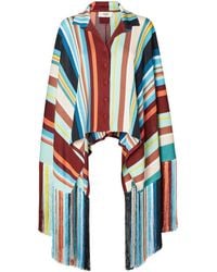 Fendi - Striped Fringe Cropped Knitted Jacket - Lyst