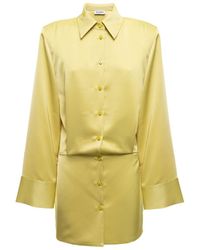 The Attico - The Satin Single-Breasted Mini Shirt Dress - Lyst