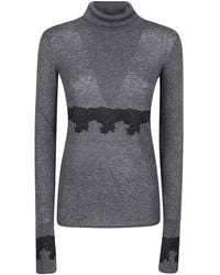 Patrizia Pepe - Lace Trim Turtleneck Knitted Sweater - Lyst