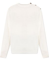 Balmain - Button-Shoulder Knitted Sweater - Lyst
