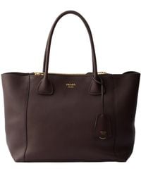 Prada - Large Leather Tote Bag - Lyst