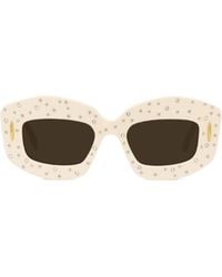 Loewe - Embellished Rectangle Frame Sunglasses - Lyst