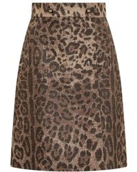 Dolce & Gabbana - Leopard Printed Straight Hem Mini Skirt - Lyst
