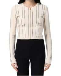 Elisabetta Franchi - Crew-Neck Zip-Up Knit Top - Lyst
