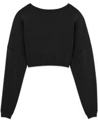 Saint Laurent - Cropped Cotton Sweatshirt - Lyst