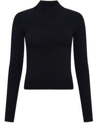 Marine Serre - Mock-Neck Fitted Knitted Sweater - Lyst