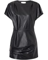 Isabel Marant - Alia Draped Leather Mini Dress - Lyst