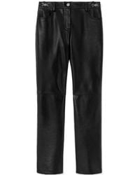 Versace - Logo-Patch Leather Trousers - Lyst