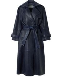 Nour Hammour - Claudia Belted Leather Trench Coat - Lyst