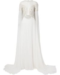 Georges Hobeika - Tulle-Trimmed Embellished Georgette Gown - Lyst