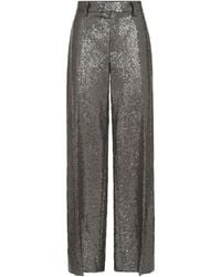 Brunello Cucinelli - Dazzling Texture Embroidery Loose Flared Trousers - Lyst
