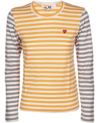 COMME DES GARÇONS PLAY - Comme Des Garçons Play Logo-Patch Striped Crewneck T-Shirt - Lyst