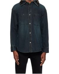 WOOYOUNGMI - Back-Logo Washed-Denim Shirt - Lyst