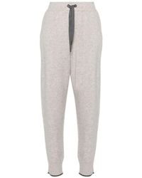 Brunello Cucinelli - Mid-Rise Cashmere Track Trousers - Lyst