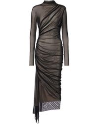 Mugler - Asymmetric Mesh Long Dress - Lyst