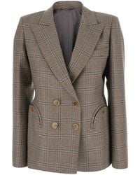 Blazé Milano - Blazé Milano Saona Checked Double-Breasted Blazer - Lyst