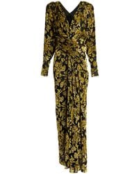 Balmain - Long Velvet Jacquard Dress - Lyst