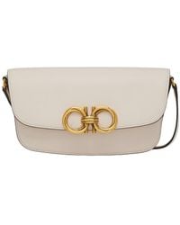 Ferragamo - Ferragamo Trapezio Logo Plaque Small Shoulder Bag - Lyst