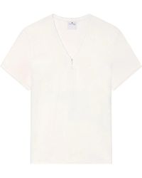 Courreges - V-Neck Cotton-Blend T-Shirt - Lyst