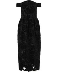 Erdem - Off-The-Shoulder Embroidered Velvet And Tulle Midi Dress - Lyst