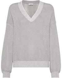 Brunello Cucinelli - V-Neck Knit Jumper - Lyst
