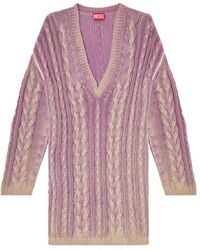 DIESEL - Cable Knit Short Sweater Dress - Lyst