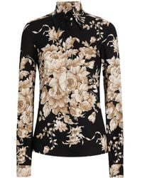 Dolce & Gabbana - Silk-Blend Rose Print Shirt - Lyst