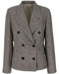 Brunello Cucinelli - Double-Breasted Twill Blazer - Lyst