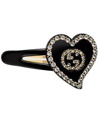 Gucci - Rhinestone-Logo Heart-Shaped Hair Clip - Lyst