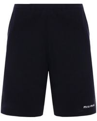Miu Miu - Logo-Embroidered Shorts - Lyst