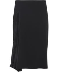 Jil Sander - Pleated-Panel Wool Midi Skirt - Lyst