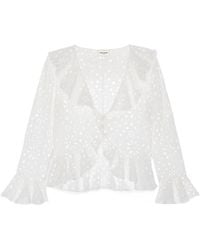 Saint Laurent - Cut-Out Long-Sleeved Blouse - Lyst