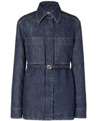 Fendi - Ff Belted Denim Jacket - Lyst