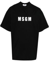 MSGM - Logo-Print Cotton T-Shirt - Lyst