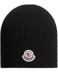 Moncler - Logo Patch Ribbed Beanie - Lyst