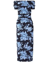 Carolina Herrera - Off-Shoulder Pleated Print Dress - Lyst