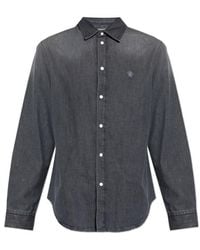 Versace - Embroidered Denim Shirt - Lyst