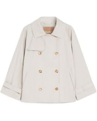 Max Mara - Short Water-Repellent Cotton Twill Trench Coat - Lyst