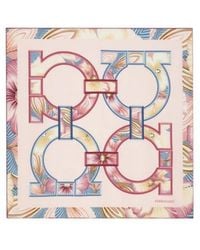 Ferragamo - Ferragamo Logo Detail Printed Scarf - Lyst