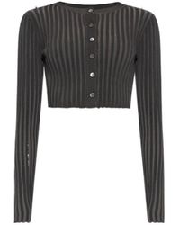 T By Alexander Wang - Logo Embroidered Cropped Cardigan - Lyst
