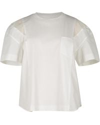 Sacai - Poplin Jersey T-Shirt - Lyst