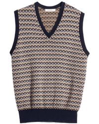 Lemaire - V-Neck Jacquard Knitted Vest - Lyst