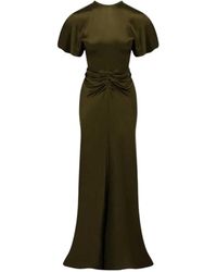 Victoria Beckham - Short-Sleeved Pleated Dress - Lyst
