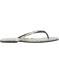 STAUD - Snake-Embossed Leather Flip Flops - Lyst