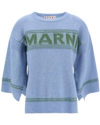 Marni - Logo Intarsia-Knit Crewneck Jumper - Lyst