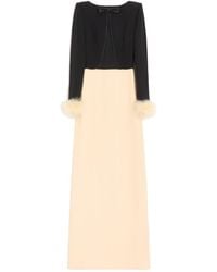 Valentino - Cady Couture Long Dress With Feathers - Lyst