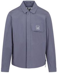 C.P. Company - Logo Printed Long-Sleeved Shirt Jacket - Lyst