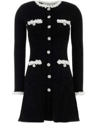 Self-Portrait - Chenille Knit Flower Trim Mini Dress - Lyst