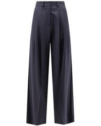Alysi - High-Waist Pleated Wide-Leg Pants - Lyst