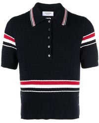 Thom Browne - Stripe Detailed Short-Sleeved Polo Shirt - Lyst